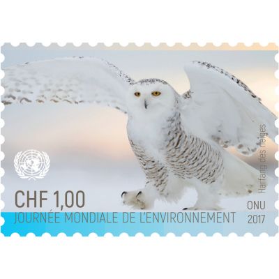 2017世界环境日 雪鸮 单枚 瑞士法郎1.00