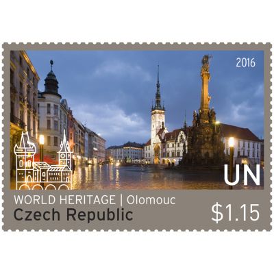 奥洛穆茨的三位一体圣柱单枚邮票 2016世界遗产 捷克共和国 美元1.15 