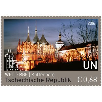 圣芭芭拉教堂和圣德莱茨的圣母大教堂单枚邮票 2016世界遗产 捷克共和国 欧元0.68 